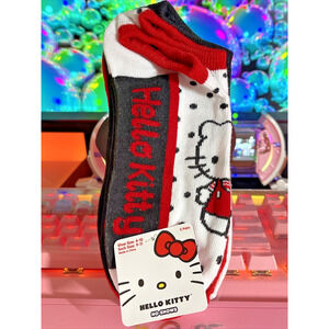 Hello Kitty Socks 5 Pack No Show Red Black Dots White Gray Apples 2023 Sanrio